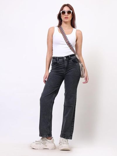 Baggy Jeans for Women | High Waist Wide Leg Stylish for Girls Trendy Women’s Pant — Black