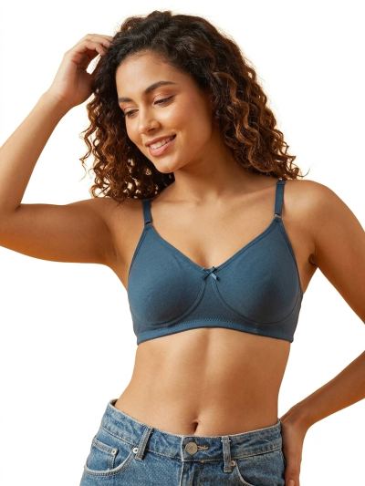 Women's Cotton Non-Padded Full Cup Wire Bra — Blue