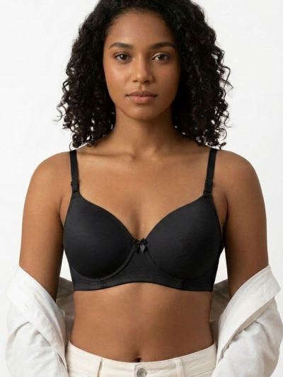 Women's Nylon Lycra Lightly Padded Full Coverage Wirefree (Copy) — Black