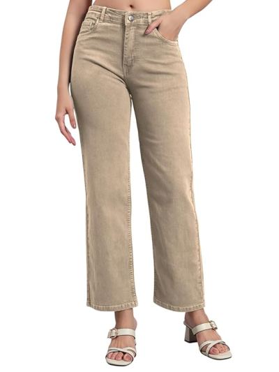 Baggy Jeans for Women | High Waist Wide Leg Stylish for Girls Trendy Women’s Pant — Khaki