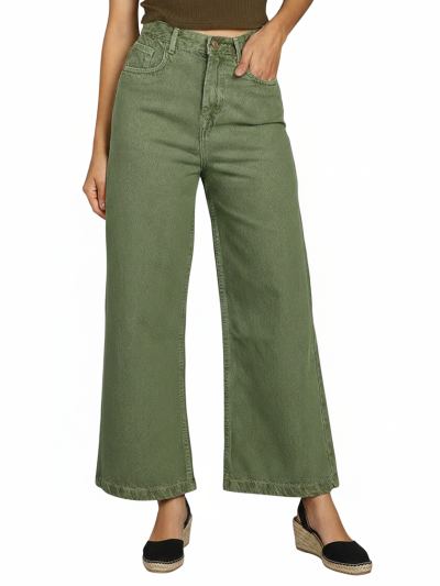 Baggy Jeans for Women | High Waist Wide Leg Stylish for Girls Trendy Women’s Pant — Olive