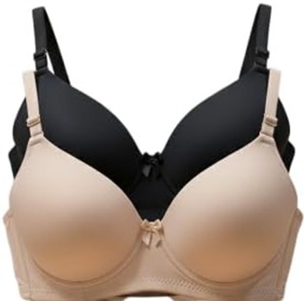 Girlscue Women's Nylon Lycra Lightly Padded Full Coverage Wirefree T-Shirt Bra Combo (Pack of 2)
